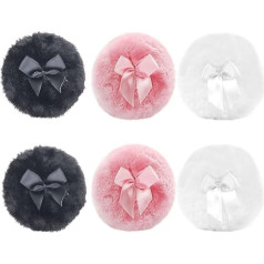 LATRAT Pack of 6 Fluffy Powder Puffs, Soft Plush, Baby Talcum Powder, Body Powder, Puff Powder with Bowknot
