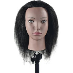 Tcwuzick Afro Mannequin Head 100% Real Hair Hairdresser Training Head Manicure Cosmetology Doll Head ...