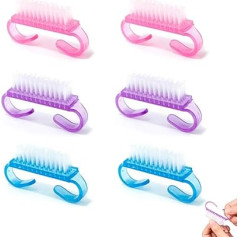 Nail Cleaning Brush with Ergonomic Handle, Comfortable Plastic Handle, Eco-Friendly Fingernail Brush for Hand and Toenails, Pack of 6