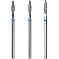 STALEKS PRO Set of 3 2.3 x 10 mm Diamond Cuticle Cutter Flame Shape (Medium Grit)