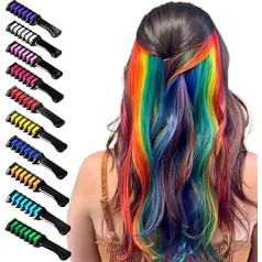 Hair Chalk Comb, Temporary Light Hair Colour, Cream, Washable, Instant Hair Dye Combs, Hair Dye, Colored Hairspray, Wash Out for Kids, Girls, Boys, Halloween, Makeup, Birthday, Cosplay