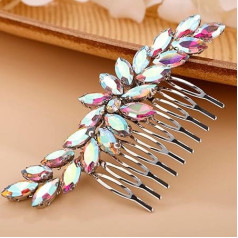 Haarkamm mit Kristallblumen, tropfenförmig, Strass, Haarkamm für Hochzeit, Damen und Mädchen, Haarkamm, Slide, Braut-Haarschmuck für Bräute, Brautjungfern (AB)