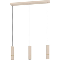 EGLO LED Hängelampe Caminia, 3-flammige Pendelleuchte über Esstisch, Esszimmerlampe aus Metall in Beige und Gold, GU10-Leuchtmittel, warmweiß