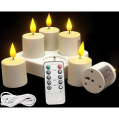 Yinuo Candle Rechargeable LED Tea Lights LED Candles with Timer Function, LED Candles Flickering Flame, LED Candles with Remote Control, Bathroom Decoration, Living Room Decoration (6-Piece Set)