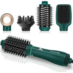 4-in-1 Hot Air Brush Set, PARWIN PRO BEAUTY Styler Set, Hair Dryer, Hair Dryer Brush, Curling Brush with 4 Attachments for Drying, Straightening, Volume and Styling, Ion Care (Green)