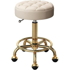 Golden Hairdressing Cutting Stool Adjustable PU Padding Mobile Chairs for Haircut Office