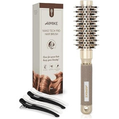 AIMIKE Round Hair Brush, Nano Thermal Ceramic & Ion Tech Hair Brush, Small Round Brushes with Boar Bristles for Blow Drying, Styling, Curling and Shine (Barrel 2.5 cm)
