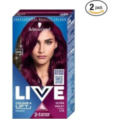 Schwarzkopf Live Colour + Lift Ultra Violet Permanent Hair Dye L76, Pack of 2