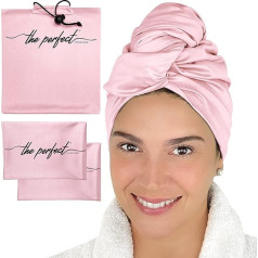 Hair Towel & Curl Scrunching Towel Set - The Perfect Haircare - Micro Plop - Curly Girl Method (CGM) - 1 Hair Towel (102 x 70 cm) + 2 Scrunchie Towels (60 x 38 cm) - Pink