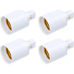 OSALADI Pack of 4 G24d Conversion Lamp Head Adapter G24 to E27 2-Pin Incandescent Bulb Adapter G24 E27 Lamp Holder E27 [Metal Material]: Nickel Plated Copper Screws Splitter White Mogul