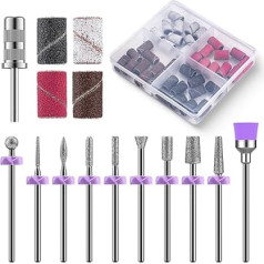 MelodySusie Nail Drill Bit Set Diamond Grinding Bit Set with 40 Sanding Belts (120 180 240 Grit) with 1/4