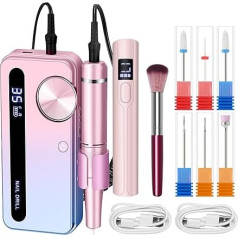 Atopskins Electric Nail Drill Kit 7 in 1 with Handheld U V Nail Lamp 35000 RPM Wireless Manicure for Acrylic Gel Tool 3000 mAh Rechargeable Efile Nail Grinder Machine LCD Display Pink