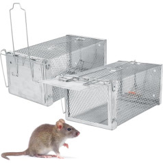Aolawco Live Mouse Trap, Pack of 2 Rat Traps, Live, Reusable, Robust, Live Trap, Rat, Easy to Use, Suitable for Rodents and Small Animals (27 L x 14 W x 12 H cm)