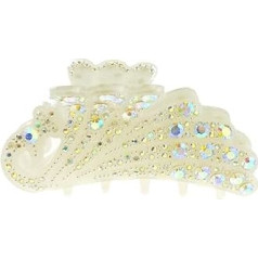 Glamour Girlz Ladies 9cm White Crystal Peacock Hair Claw Clamp