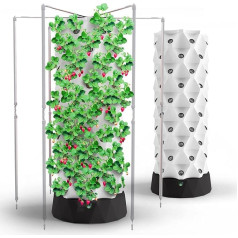 Nutrabinns Hydroponic Grow System Vertical Tower | Automated Aeroponics Indoor Tower Garden with LED Grow Lights - Aquaponics Growing Kit for Herb Garden - 80 Pots