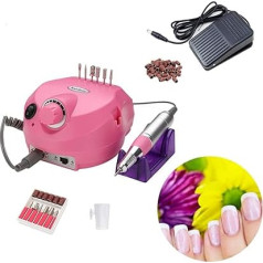 Yakimz Nail Cutter 18 W Professional Electric Nail File with 6 Drills 30,000 RPM Electric Manicure Pedicure Kit, Adjustable Speed, for Nail Studio and DIY Manicure, Pink