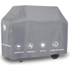Turtle Life BBQ Grill Cover, 64 Inch Heavy Duty Waterproof 4-6 Burner Grill Gas Grill Covers for Weber Genesis Char-Broil Brinkmann, No Fading Within 2 Years, Grey