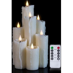 WinsTime LED Candles Flameless Candles with Remote Control Timer Function, Battery Candles, White LED Candles, Unique Design, Flameless Candles, Real Wax