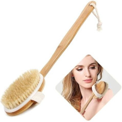 Bath Body Brush & Shower, Dry Skin Brushing with 100% Natural Boar Bristles & 16 Inch Long Bamboo Detachable Handle, Back Scrubber for Exfoliates & Stimulates Blood Circulation by QL-ben