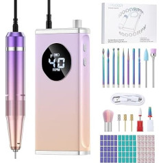 Portable Electric Nail Drill, Low Noise and Heat Resistant with 15 Drill Bits (Pink)