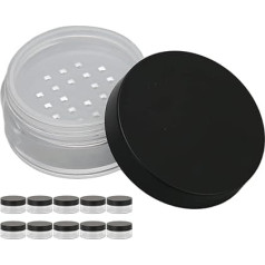 Pack of 10 Plastic Empty Powder Container Face Powder Makeup Glass Travel Kit, Portable Loose Powder Containers, Plastic Cosmetic Sample Containers, Empty Box, Circular