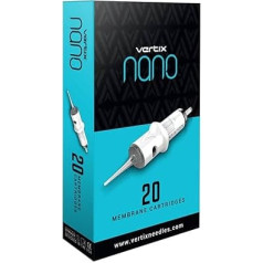 Vertix - Nano Membrane Tattoo Needle Module - 1 Liner - 0.25 mm Acupuncture Needle Tip - Maximises Ink Flow & Saturation - For Permanent Cosmetics Tattooing & Microblading (Pack of 20, Disposable)