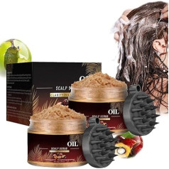 2-in-1 Shampoo Kopfhaut Exfoliator, Kopfhaut Scrub für Haar zu Verdünnen, B-atana Öl Kopfhaut Scrub mit Kopfhaut Massager Fördert Haarwachstum, Juckreizende Kopfhautlinderung (150g, 2PCS)