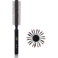 Small Round Hair Brush for Blow Drying Short Thin Fine Hair Wood Styling Blowout Roller Hair Brush with Soft Nylon Bristles for Both Men and Women, 1.4 Inch