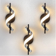 ZMH Pack of 3 Wall Lamp LED Wall Light Indoor Modern Hallway 7 W Staircase Lamp in Spiral Design Hallway Lamp 3000 K Warm White Wall Lighting for Staircase Hallway Living Room Bedroom Kitchen