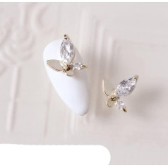 G907 3D Butterfly Love Flower Alloy Nail Art Zircon Pearl Crystal Metal Manicure Nails Supplies Decorations Charms Pack of 10