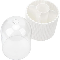 Verdant Touch Rotating Makeup Brush Holder Rotating Makeup Brush Organizer with Lid 360 Degree Holder Dustproof Waterproof Cosmetic Storage Box for Bathroom