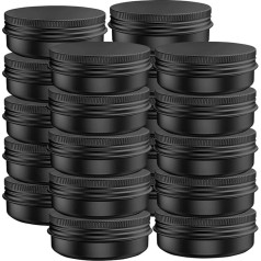 20 Pack 14.2g Aluminum Jars Leakproof Cosmetic Jars Round Screw Lids for Cosmetics, Ointments, Balms, Lip Balm or Others, 15ml Black