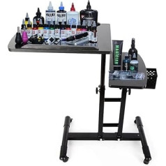 CCGOT Tattoo Workstation, Tattoo Table with Wheels, Pen Holder, Adjustable Height Tattoo Stand, Tattoo Workbench Accessories for Tattoo, Beauty, Massage, Pedicure, Manicure, Salon Instrument