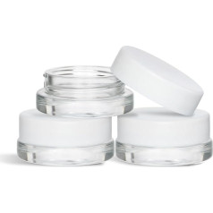 90 x 7ml Glass Jars with White Lids Flat Profile Airtight Containers for Oil, Lip Balm, Wax, Cosmetics