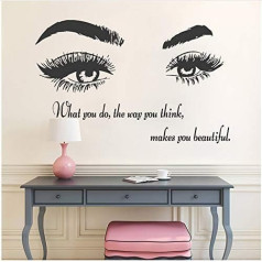 Eye Vinyl Wall Tattoo Beauty Salon Offer Sticker Eyelashes Extended Eyebrows Eyebrow Makeup Wallpaper Decals Decoration 66 x 42 cm