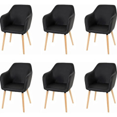 Mendler Malmö T381 Dining Room Chairs Set of 6 Retro 50s Design Faux Leather Black Light Legs