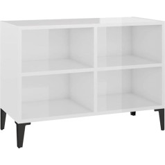 Vidaxl TV Cabinet with Metal Legs, 4 Compartments, Lowboard, Sideboard, TV Cabinet, TV Cabinet, HiFi Cabinet, High-Gloss White, 69.5 x 30 x 50 cm
