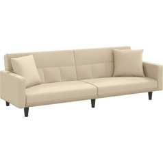 Vidaxl Sofa Bed with Cushion, Sofa with Adjustable Backrests, Couch for Living Room, Sofa Bed, Sofa Bed, Metal Feet, Cream Fabric