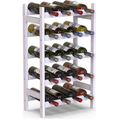 Bakaji Bamboo Wood Wine Rack with 20 Compartments for Champagne, Bottle Rack for Bar, Living Room, Kitchen, Bistro, Restaurant, 43.5 x 24.5 x 73 cm (White)