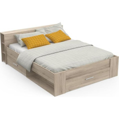 ‎Demeyere Demeyere Lit 160 x 200 Avec Rangement Style Contemporain 3 Tiroirs - Coloris Chêne - 169.1 x 226.9 x 74.3 cm