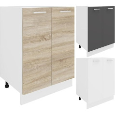 VCM Esilo Kitchen Cabinet | Dimensions Approx. Height 82 x Width 60 x Depth 46 cm | Base Cabinet with Two Revolving Doors | Kitchen Furniture - Esilo White / Anthracite