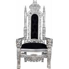 Palazzo Int Mar090 Palazzo Lion Throne Castle Armchair Dracula Armchair Silver Throne XXL Kingchair Armchair Wood Padded Antique Style