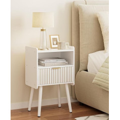 Heyzoey Bedside Table, Modern Wooden Bedside Table with Storage Drawer, Side Table for Bedroom, Living Room, Office, White