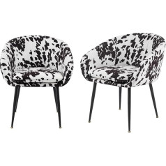 GIA Home Furniture Series Modern Linen Living Room Chairs with Matt Black Iron Legs, Set of 2, Milk Cow