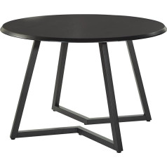 Osp Home Furnishings Metro Mid-Century 45-inch Modern Round Dining Table with Black Metal Base, Black Veneer Top