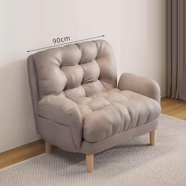 Sohodoo Lazy Sofa, Folding Sofa Bed, Extra Thick Long Sofa, Adjustable Backrest, Deck Chair for Living Room, Bedroom, Office (Colour: Dark Grey, Size: 90 cm)