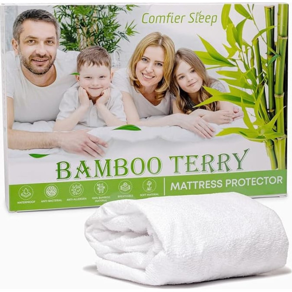 Comfier Sleep 100% Bamboo Mattress Protector 160 x 200 cm Mattress Topper Breathable and Anti-Allergic Mattress Protector Cover Antibacterial with Optimal Fit