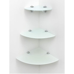 Bsm Marketing Glass Corner Shelves in White or Black (White)