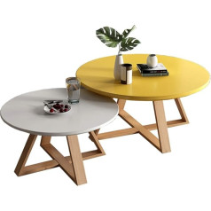 Generisch Round Wooden Nesting Table Set of 2 with Beech Legs Ideal for Living Rooms and Small Spaces