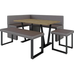 ‎Furnistar Akiko Metal Corner Bench with Table for Your Dining Room, Modern Kitchen, Seating Area, Dining Nook, for Kitchen, Office, Reception, Solid Workmanship (Soft 30, 168 x 128 cm Left)